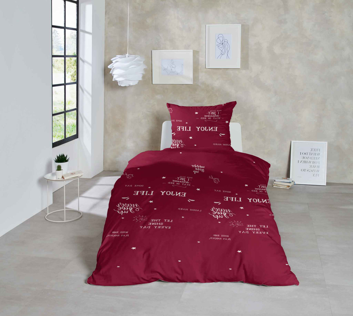 Hahn Edelflanell Bettwäsche Rot Enjoy Life