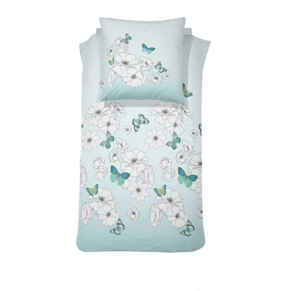Cinderella Baumwoll Perkal Bettwäsche Schmetterlinge Blumen Hellblau