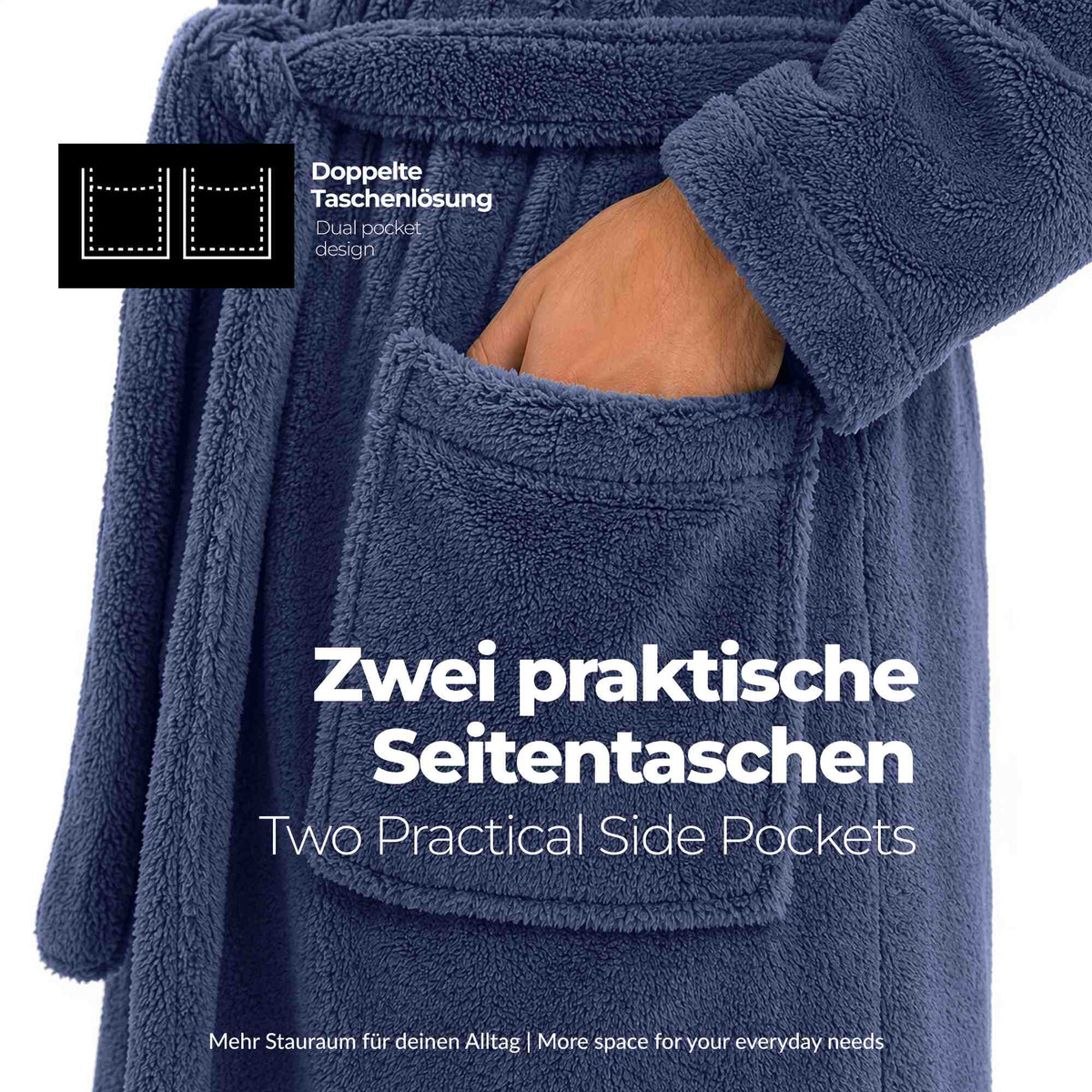 etérea Mustique Kuschelfleece Kapuzen-Bademantel Saunamantel Unisex