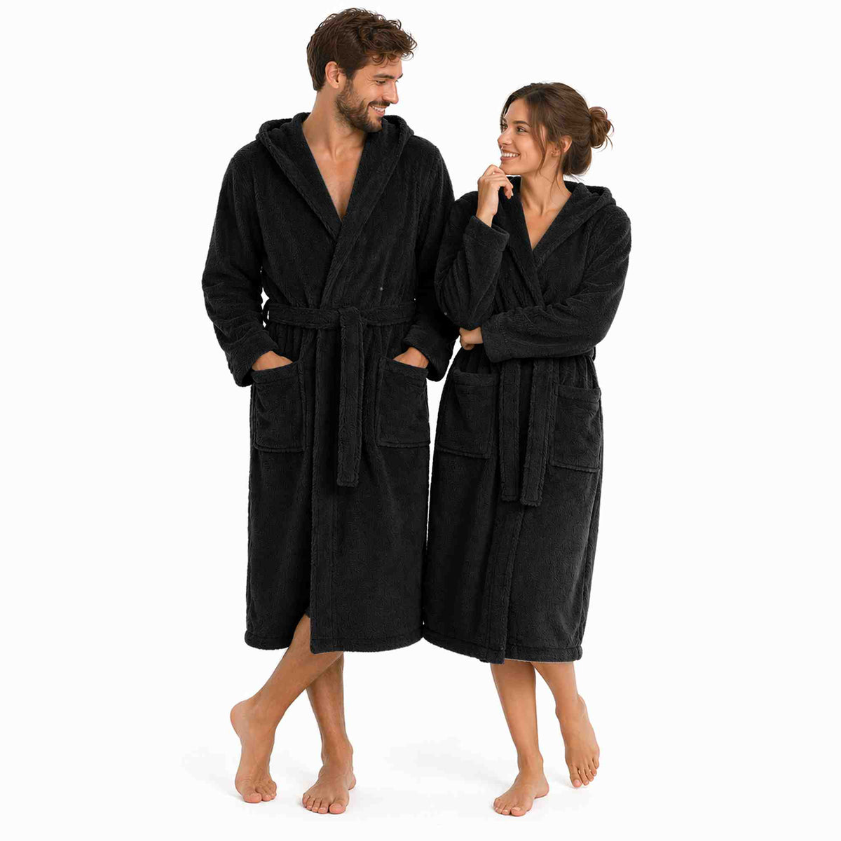etérea Mustique Kuschelfleece Kapuzen-Bademantel Saunamantel Unisex