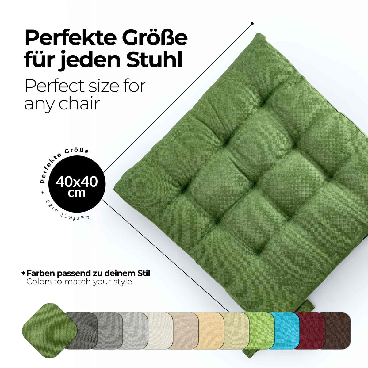 etérea Sitzkissen Stuhlkissen Basic 40x40cm - Innen und Aussenbereich