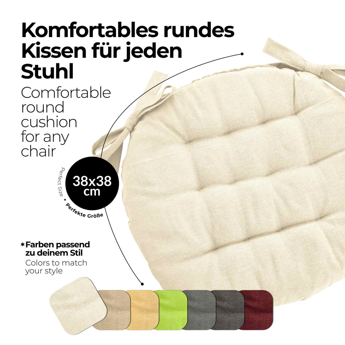 etérea Sitzkissen Stuhlkissen Basic Rund 38x38cm - Innen und Aussenbereich