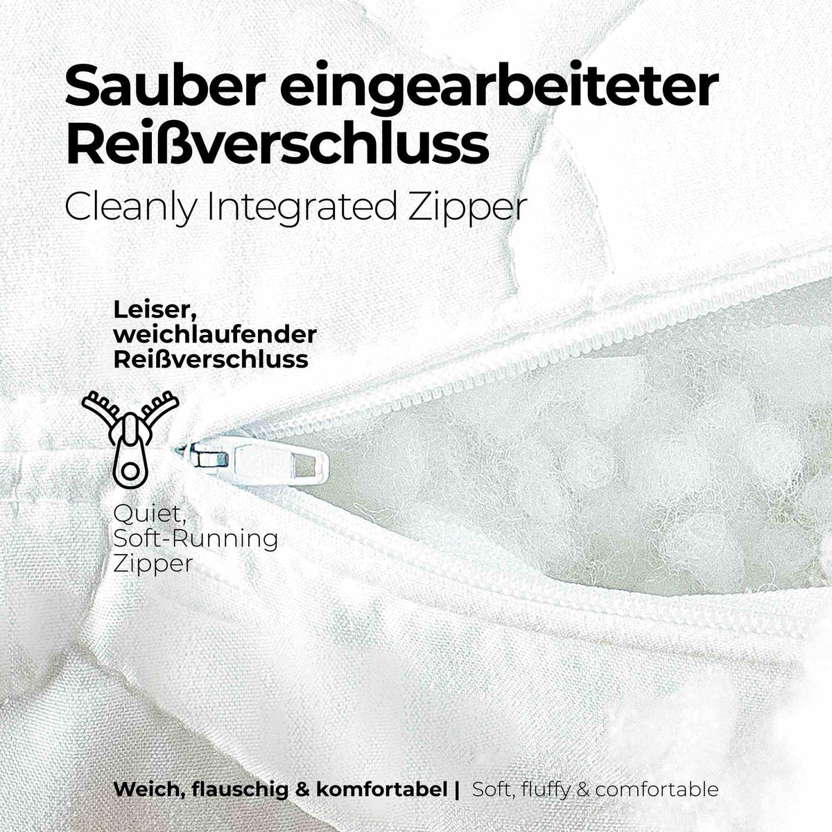 etérea Frieda Kopfkissen Microsatin Komfort 2er Set mit Reißverschluss 40x80 cm
