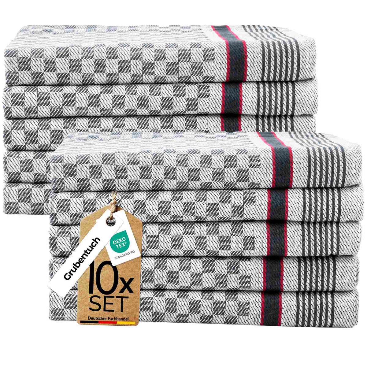 Sterzbachs 10er Set Grubentuch Pro Geschirrtücher Baumwolle Kariert 220 GSM