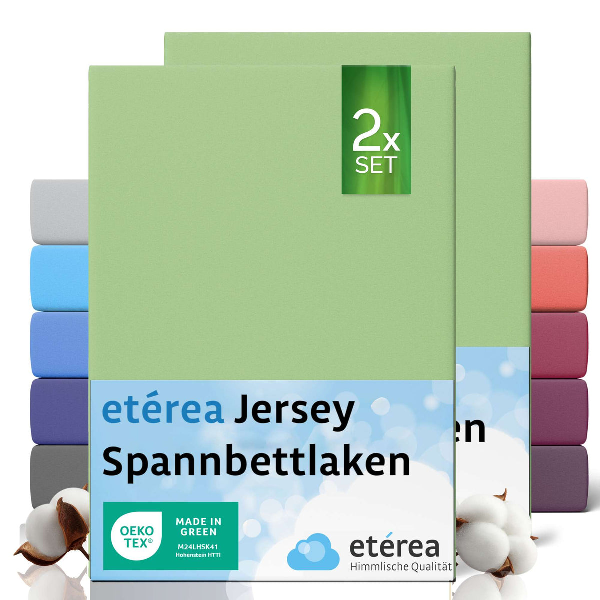 etérea 2 Stück Comfort Jersey Spannbettlaken