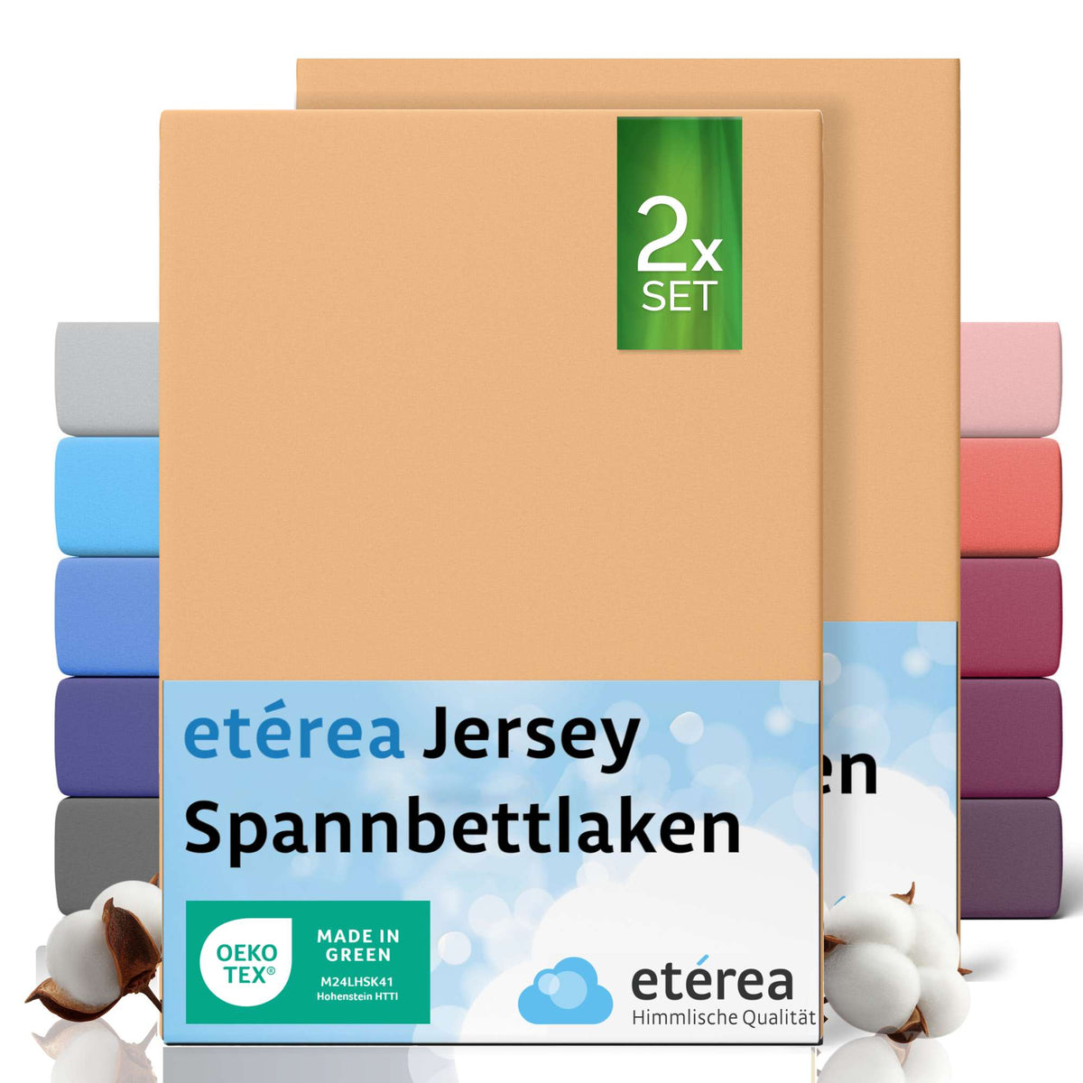 etérea 2 Stück Comfort Jersey Spannbettlaken