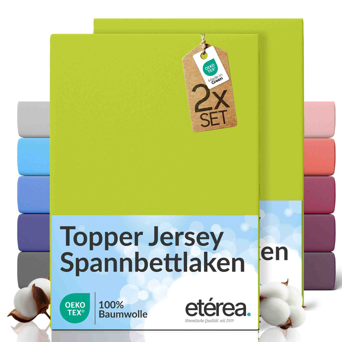etérea 2 Stück Comfort Jersey Topper Spannbettlaken