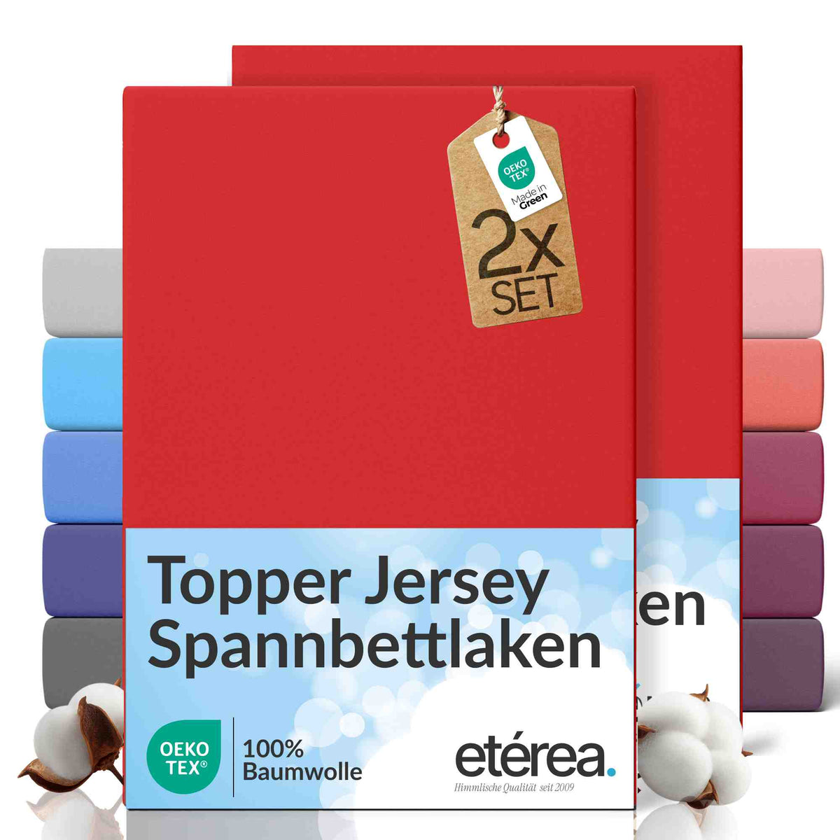 etérea 2 Stück Comfort Jersey Topper Spannbettlaken