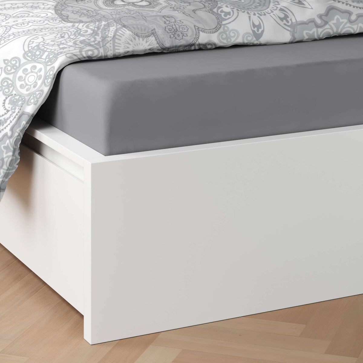 etérea Mako-Satin Baumwoll Bettwäsche Paisley Florina Grün und Grau