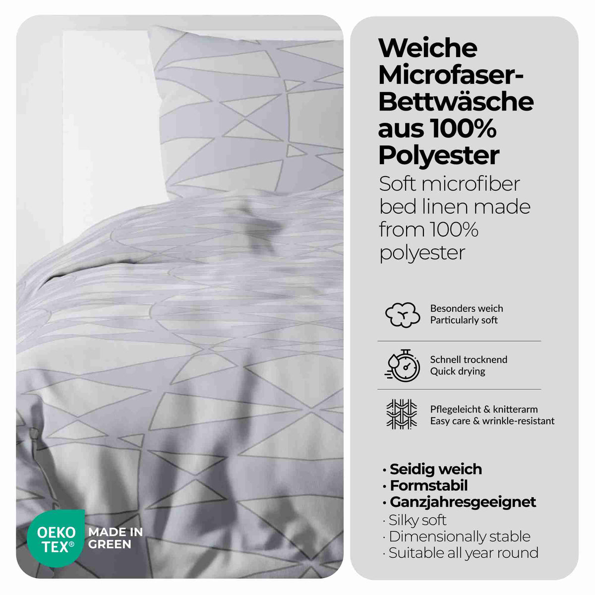 etérea Microfaser Bettwäsche Eclipse Silber, Schiefer, Pflaume, Anthrazit