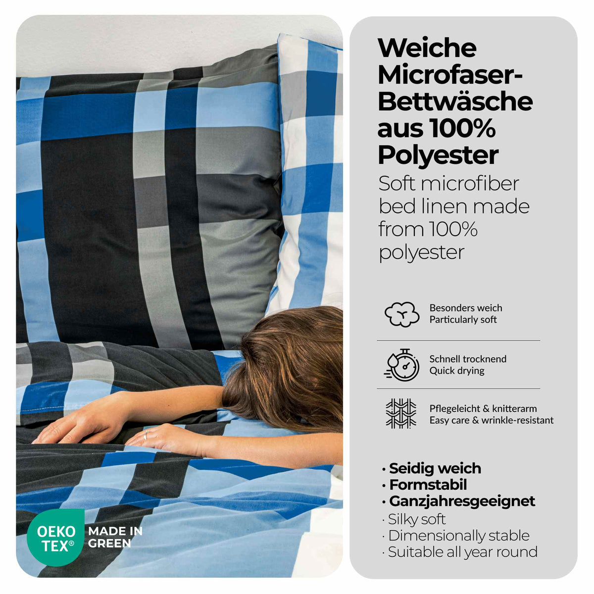 etérea Microfaser Bettwäsche Urban Check Kariert