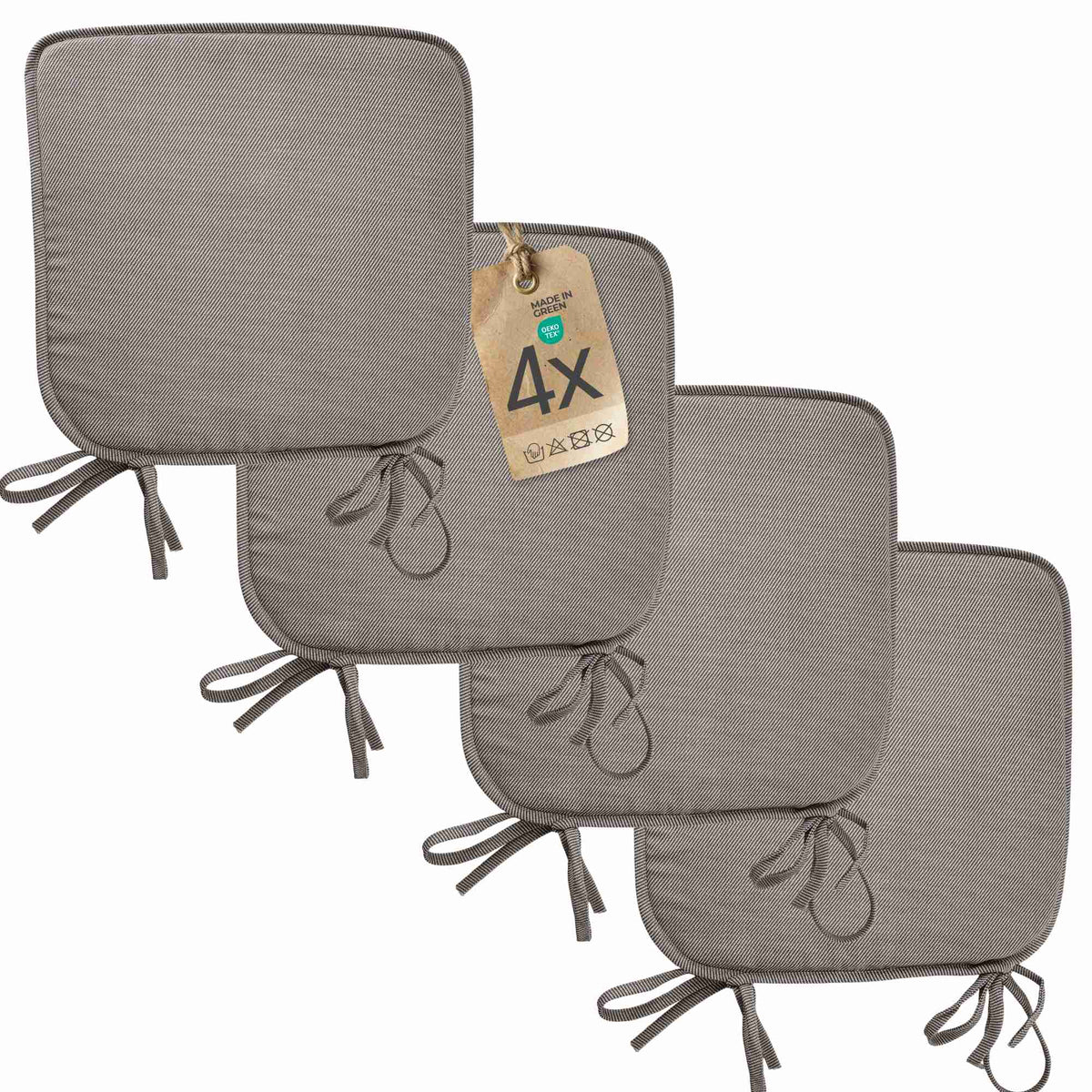 etérea Sitzkissen Stuhlkissen Streifen 38x38cm 4er Set - Innen und Aussenbereich