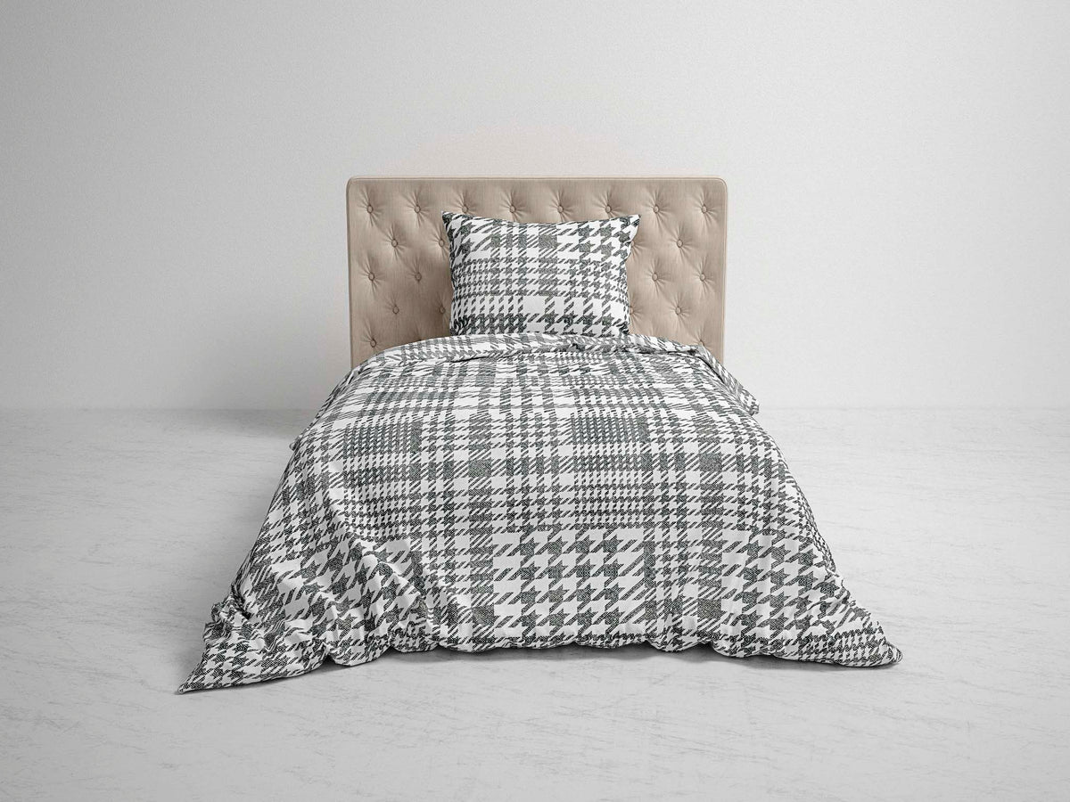 Heckett&Lane GOTS Flanell Bettwäsche Rex mit Karo Print Schwarz 135x200 cm + 80x80 cm