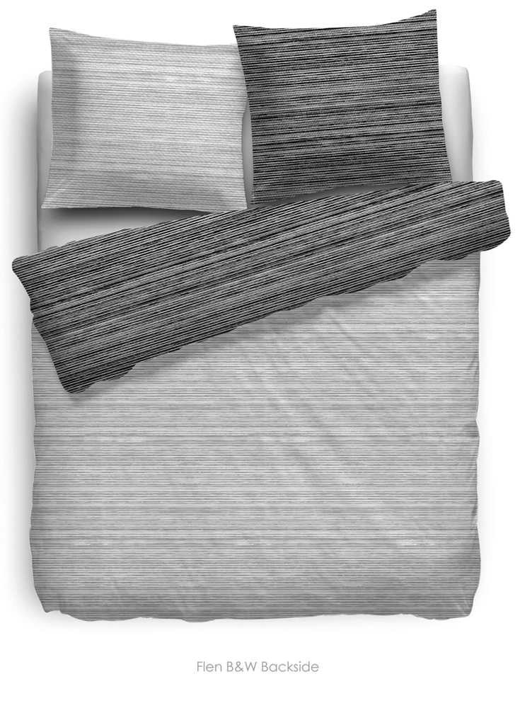 HnL Velvet Touch Baumwolle Wende-Bettwäsche Gestreift Anthrazit Grau Flen 155x220 cm + 80x80 cm