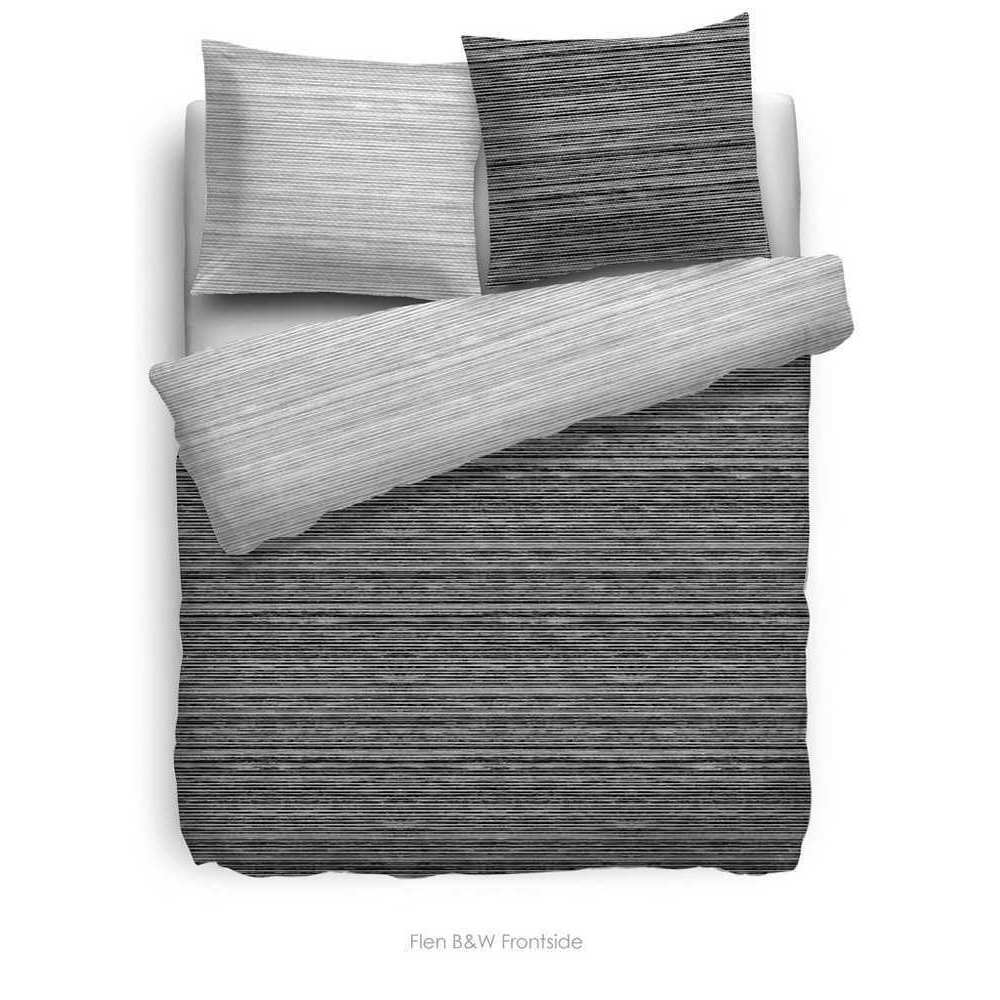 HnL Velvet Touch Baumwolle Wende-Bettwäsche Gestreift Anthrazit Grau Flen 155x220 cm + 80x80 cm