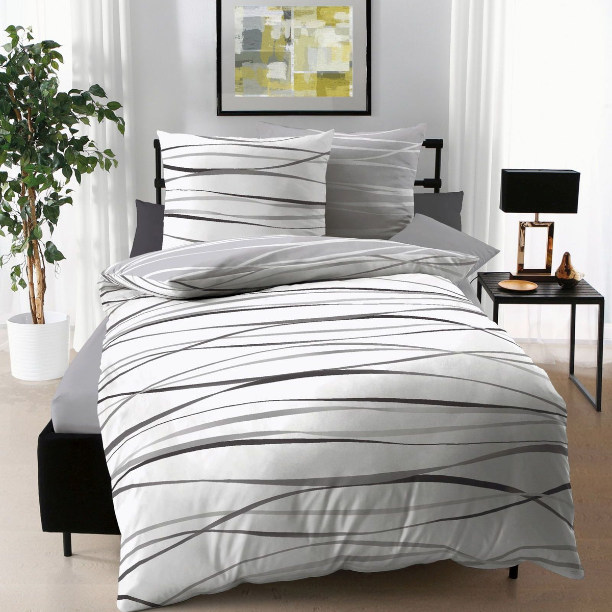 Kaeppel Mako Satin Wende Bettwäsche Wellen Motion