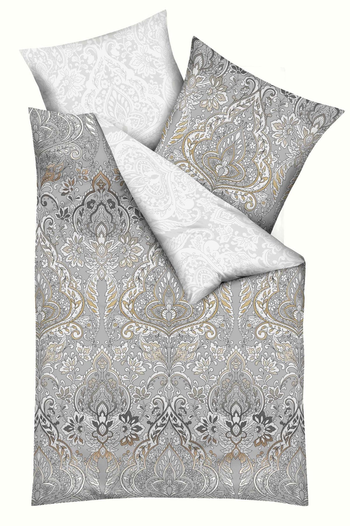 Kaeppel Mako Satin Wende Bettwäsche Esra Silber 155x220