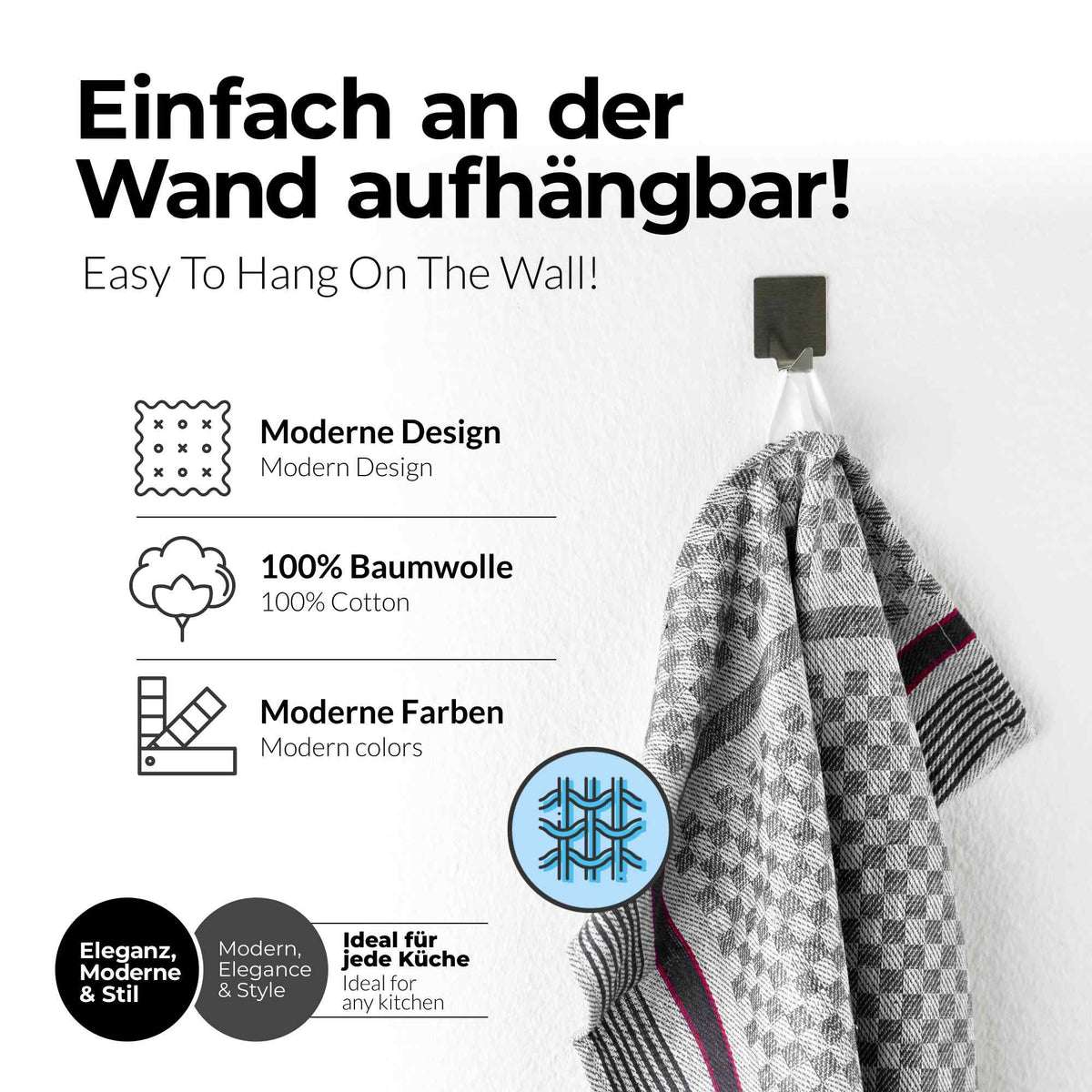 Sterzbachs 10er Set Grubentuch Pro Geschirrtücher Baumwolle Kariert 220 GSM