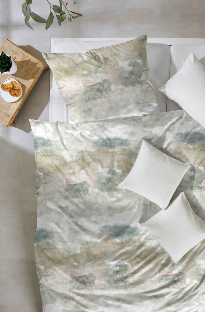 Hahn Edelflanell Bettwäsche Marmor Effekt #farbe_beige