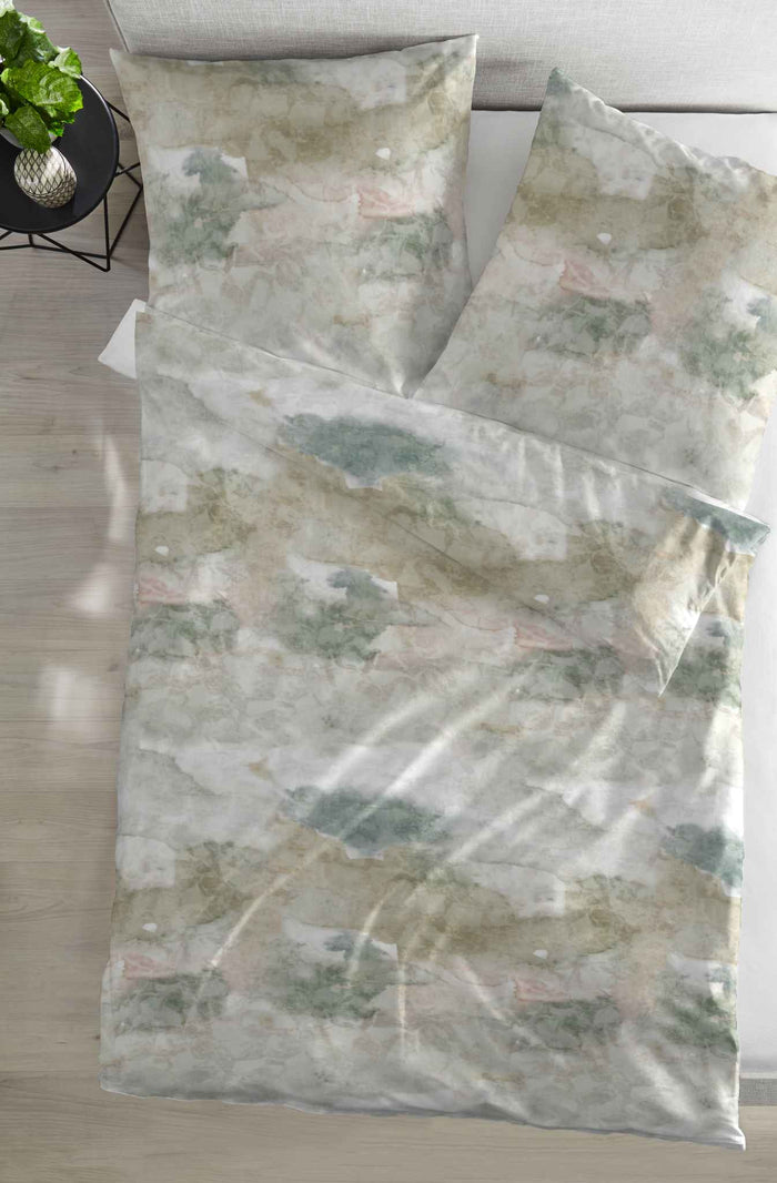Hahn Edelflanell Bettwäsche Marmor Effekt #farbe_beige