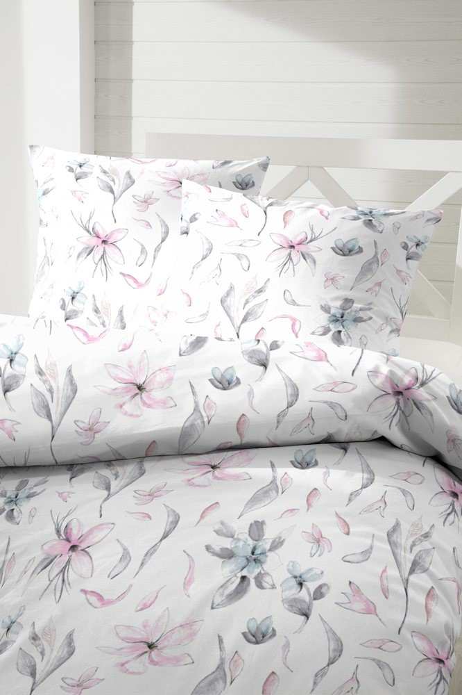 Hahn Seersucker Bettwäsche Blumenmuster Weiß #farbe_weiss