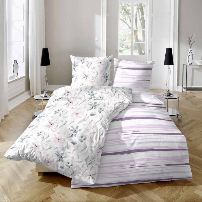 Hahn Soft-Seersucker Bettwäsche Streifen #farbe_rosa