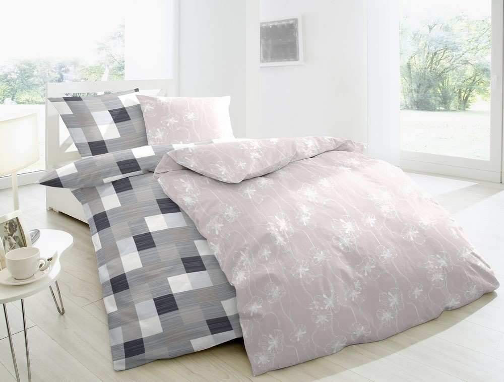 Hahn Seersucker Bettwäsche Blumenmuster Muster Beige