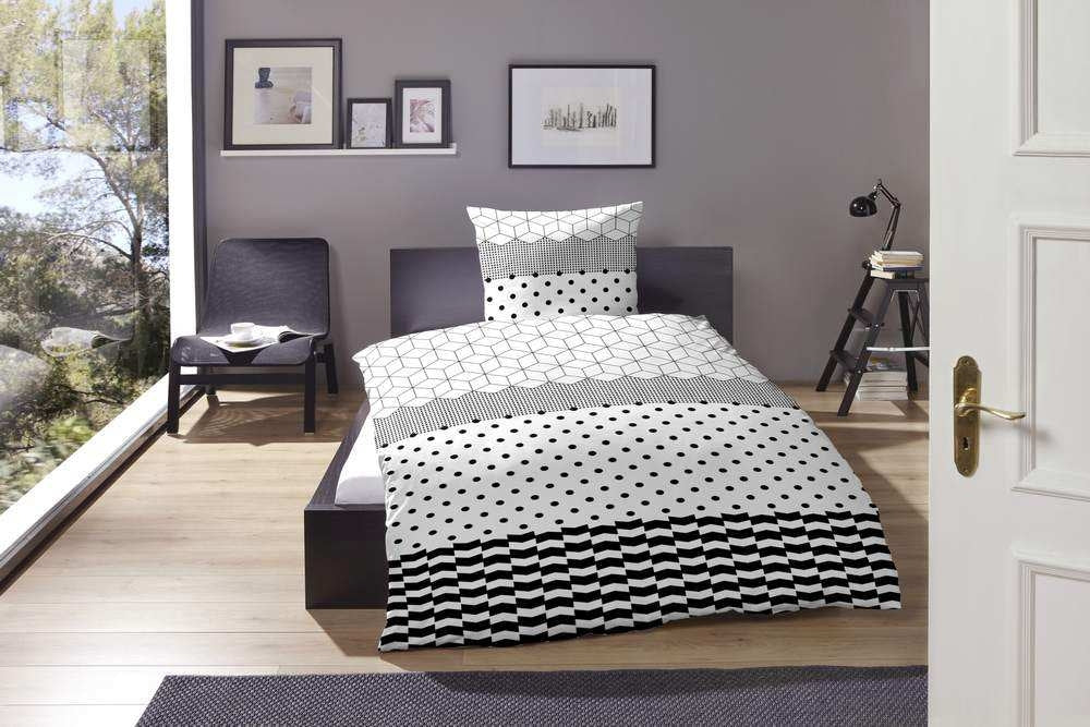 Hahn Baumwoll Satin Bettwäsche #farbe_schwarz