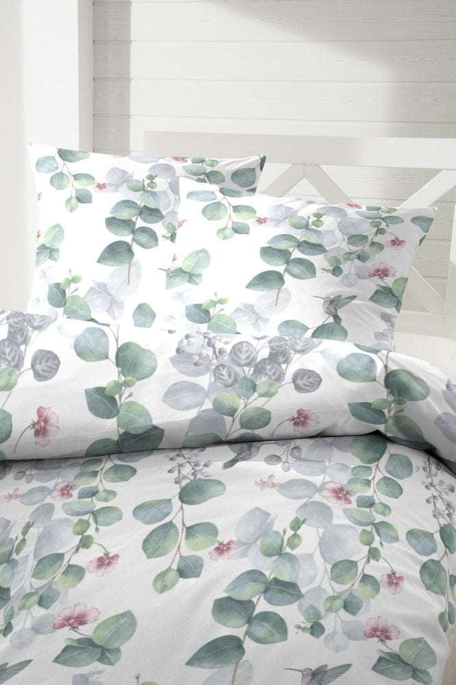 Hahn Satin Bettwäsche Nelli Weiß Grün