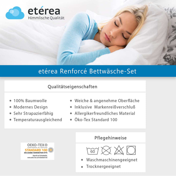 etérea Microfaser Bettwäsche Lex Blau, Opal, Mokka Creme, Schwarz
