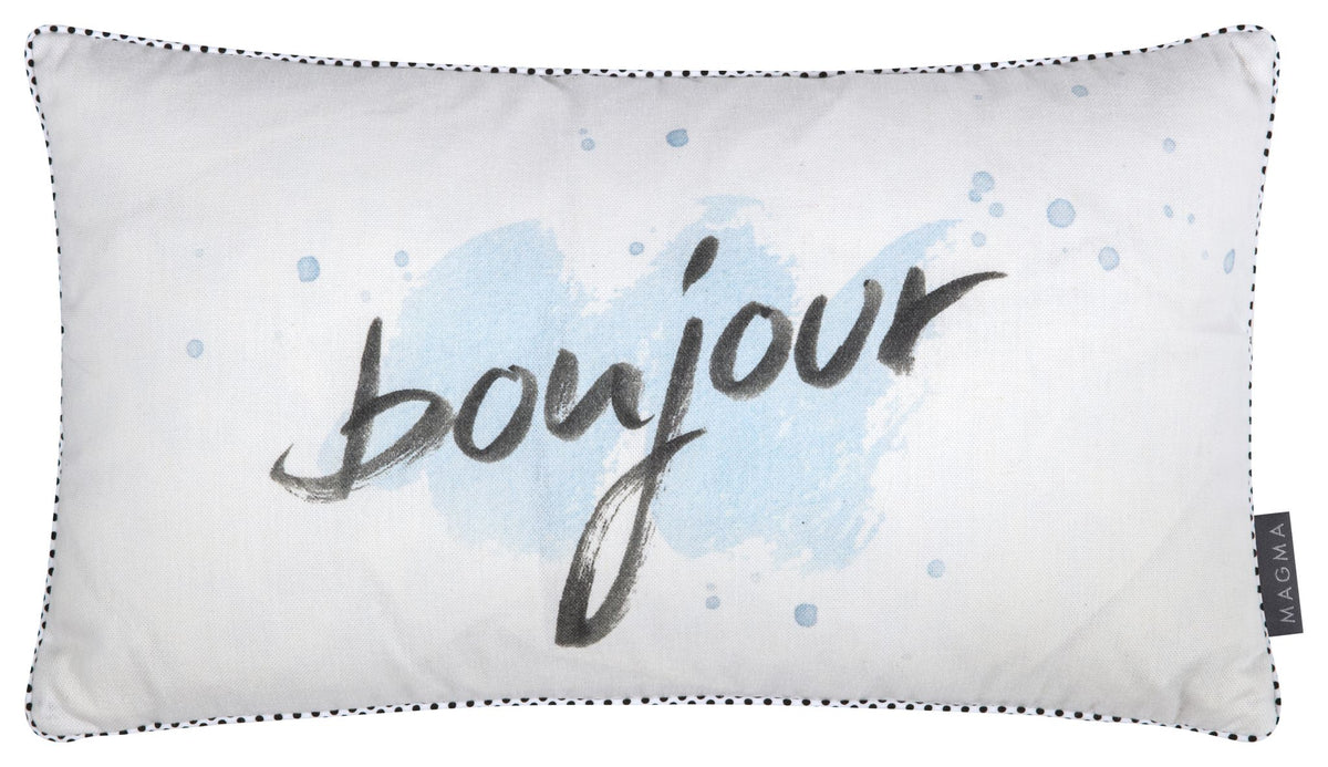 Magma Kissenhülle Bonmont Bonjour mit Digitalprint Hellblau 30x50 cm