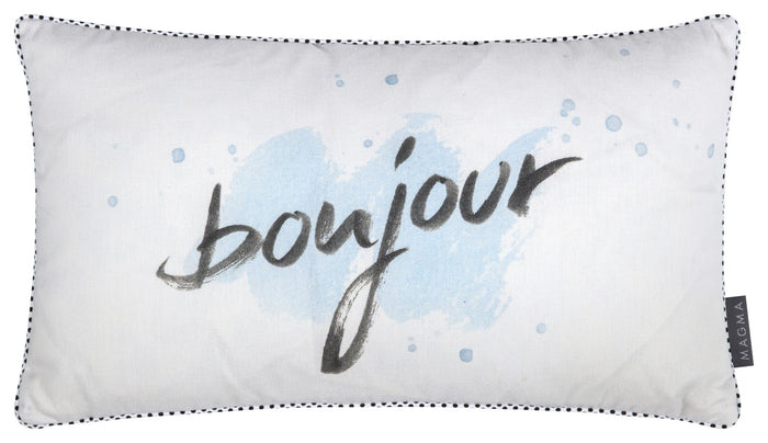 Magma Kissenhülle Bonmont Bonjour mit Digitalprint Hellblau 30x50 cm