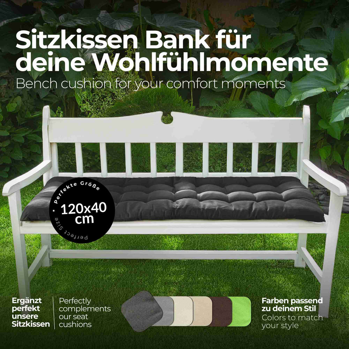 etérea Bankauflage Sitzkissen Basic 120x40cm - Innen und Aussenbereich