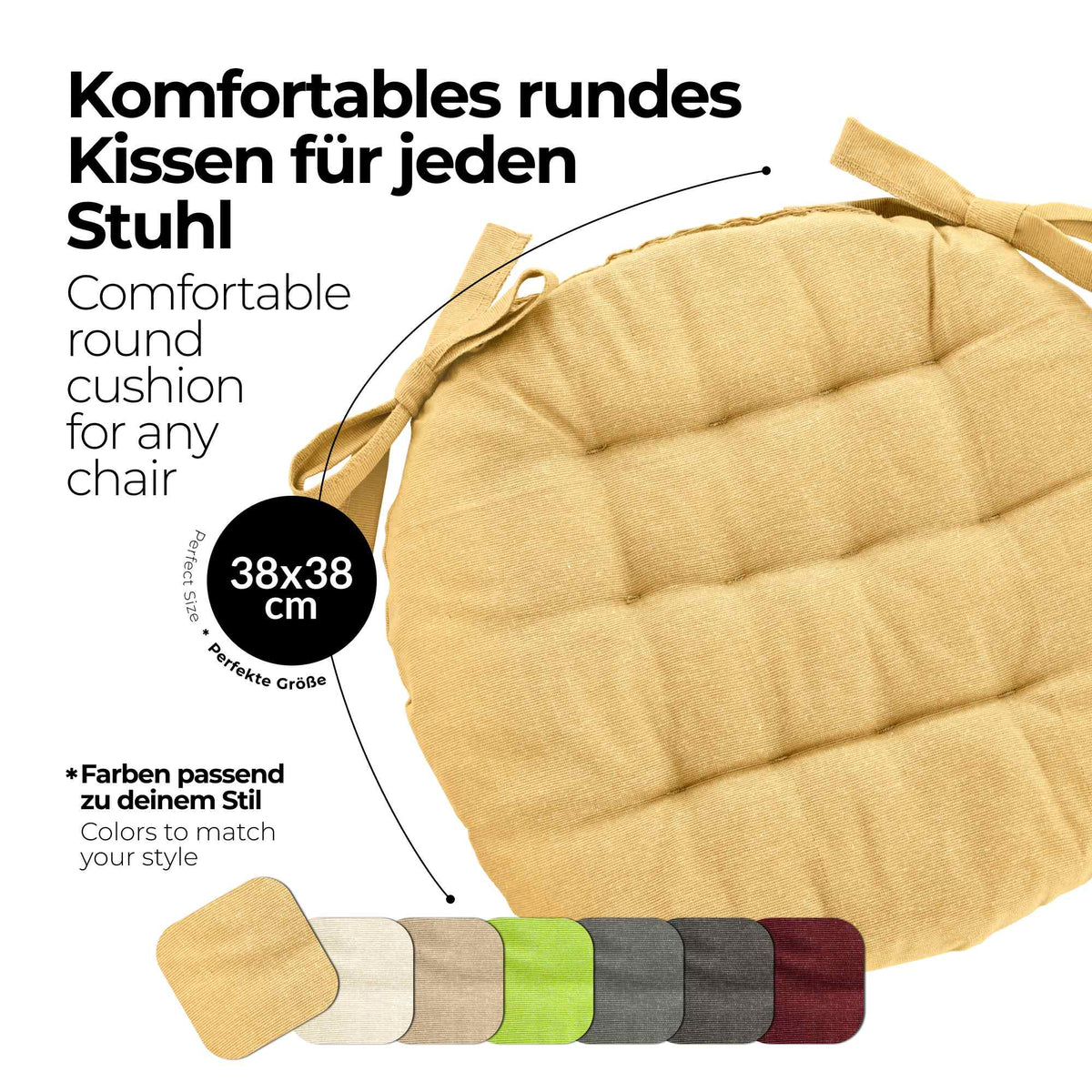 etérea Sitzkissen Stuhlkissen Basic Rund 38x38cm - Innen und Aussenbereich