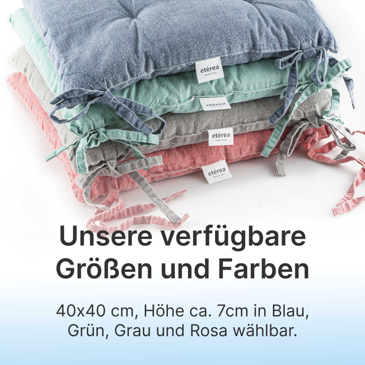 etérea Sitzkissen Stuhlkissen Hilda 40x40cm - Denim-Optik