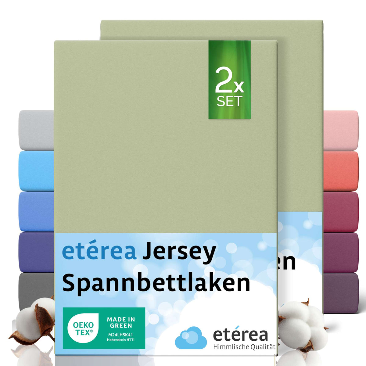 etérea 2 Stück Comfort Jersey Spannbettlaken