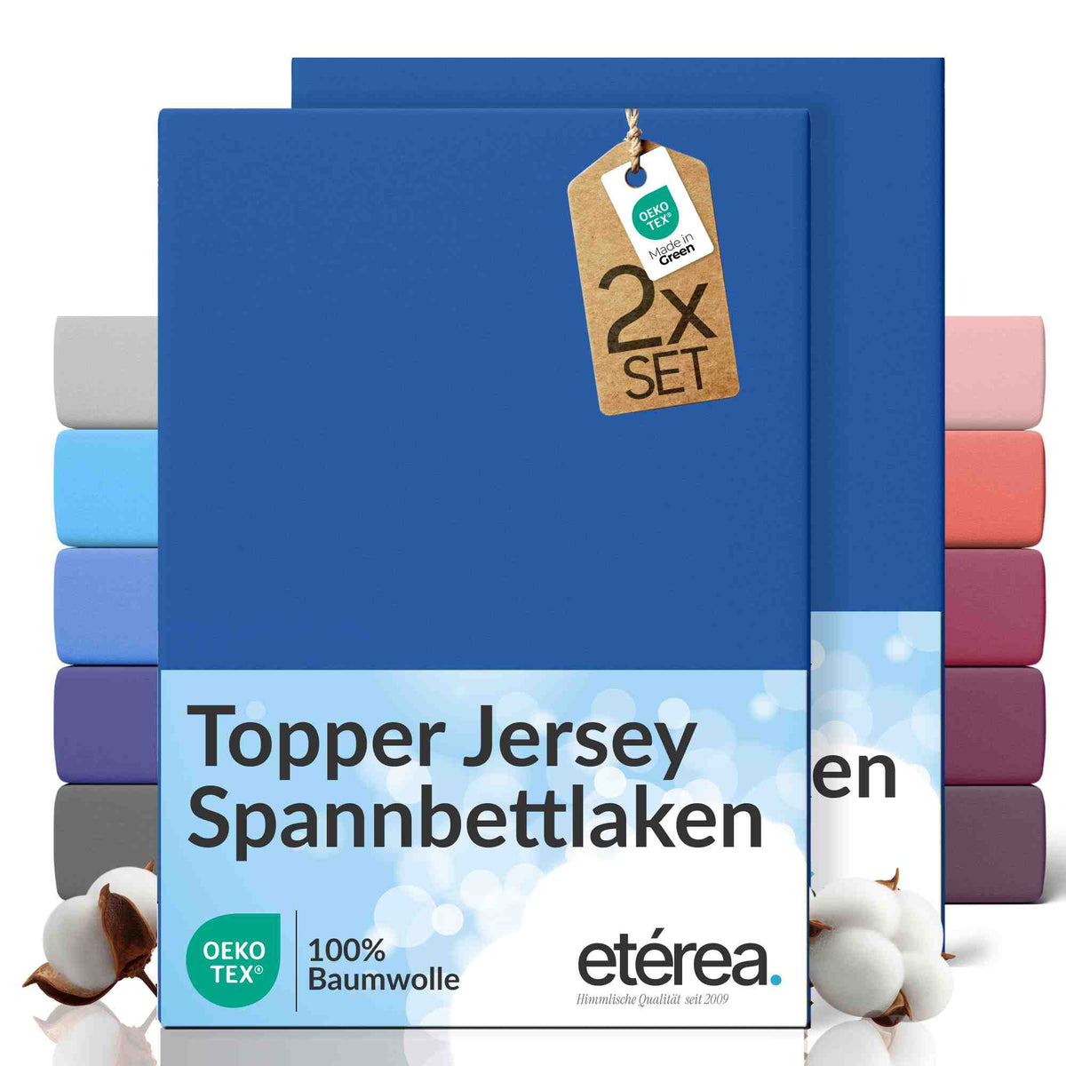 etérea 2 Stück Comfort Jersey Topper Spannbettlaken