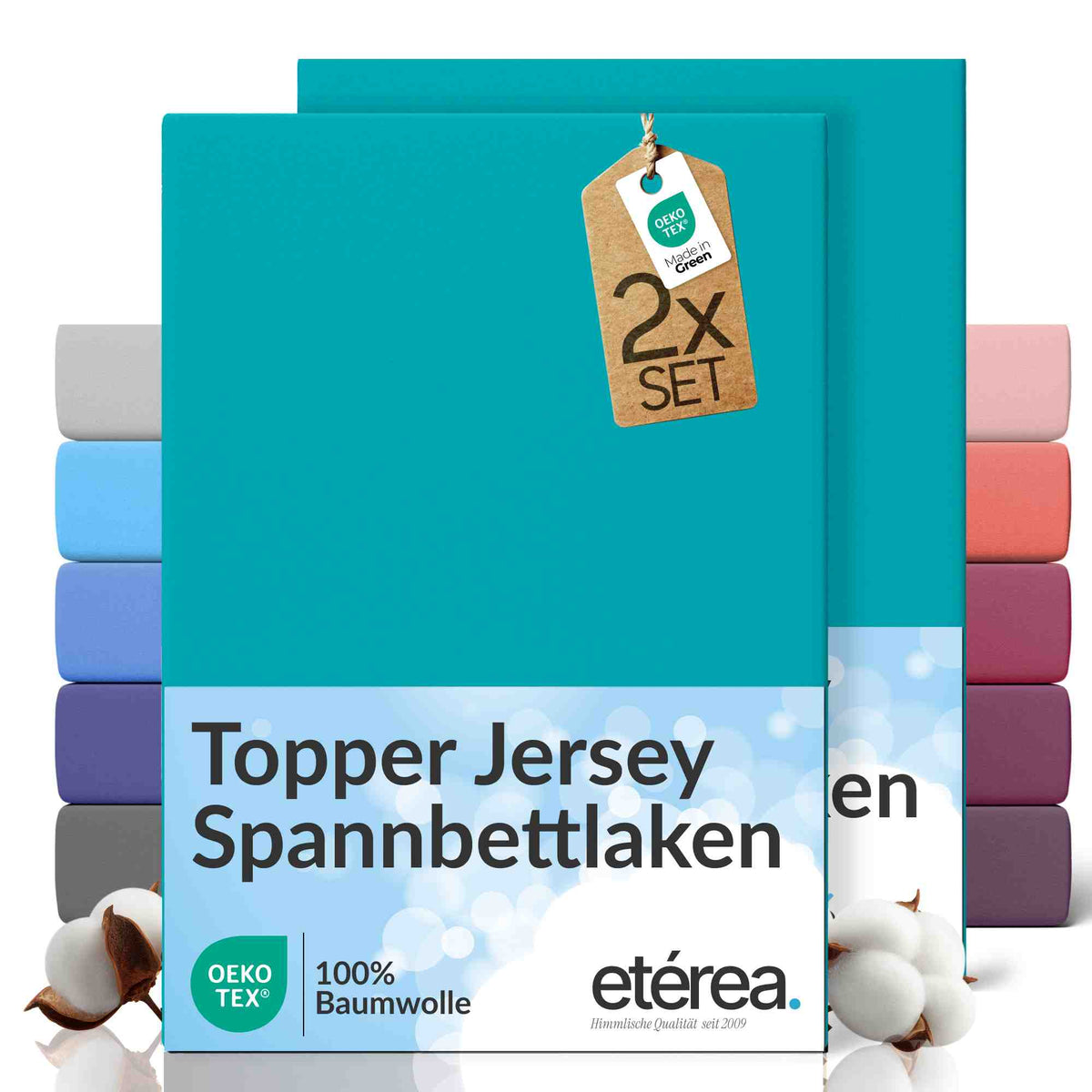 etérea 2 Stück Comfort Jersey Topper Spannbettlaken