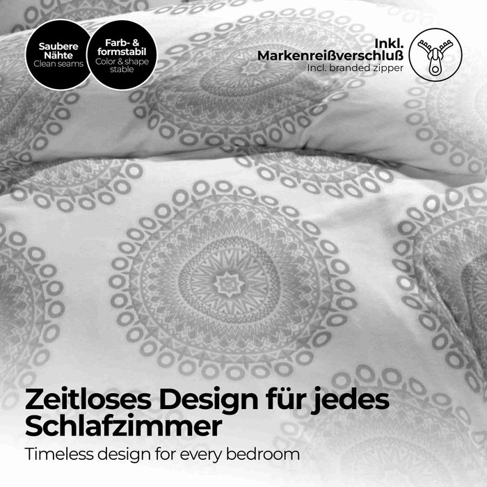 etérea Microfaser Bettwäsche Mandala 135x200 #farbe_grau