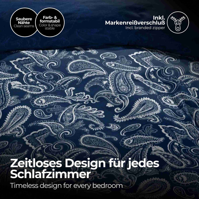 etérea Microfaser Bettwäsche Paisley Life #farbe_blau