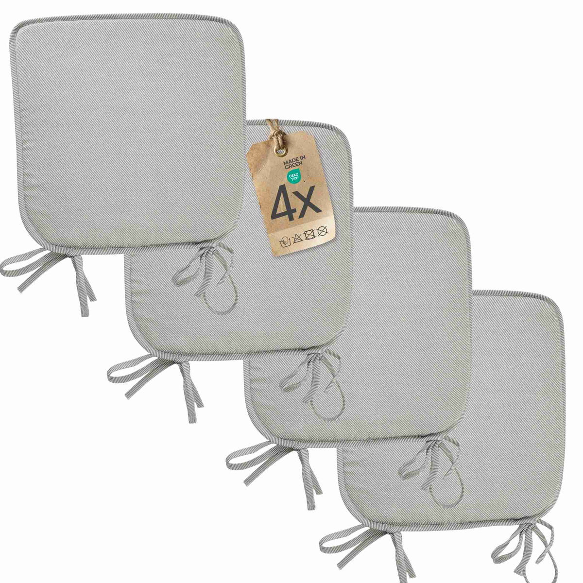 etérea Sitzkissen Stuhlkissen Streifen 38x38cm 4er Set - Innen und Aussenbereich