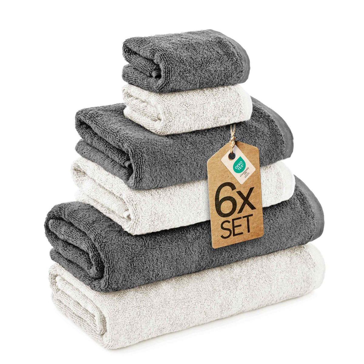 6 tlg. Baumwolle Handtuch-Set eco Viola Alle Farben