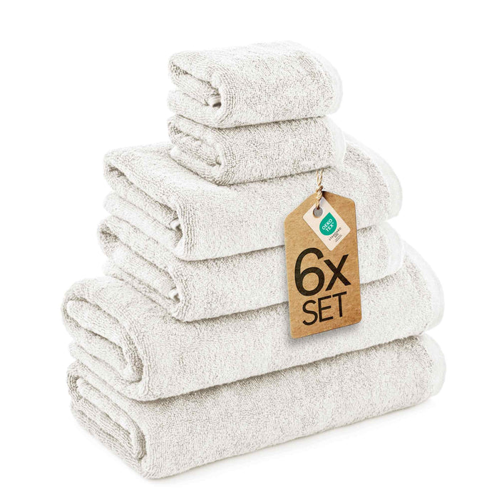 6 tlg. Baumwolle Handtuch-Set #farbe_weiss