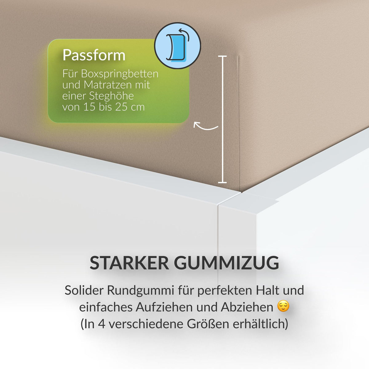 Favorito Jersey Spannbettlaken Taupe 180x200 cm - 200x200 cm