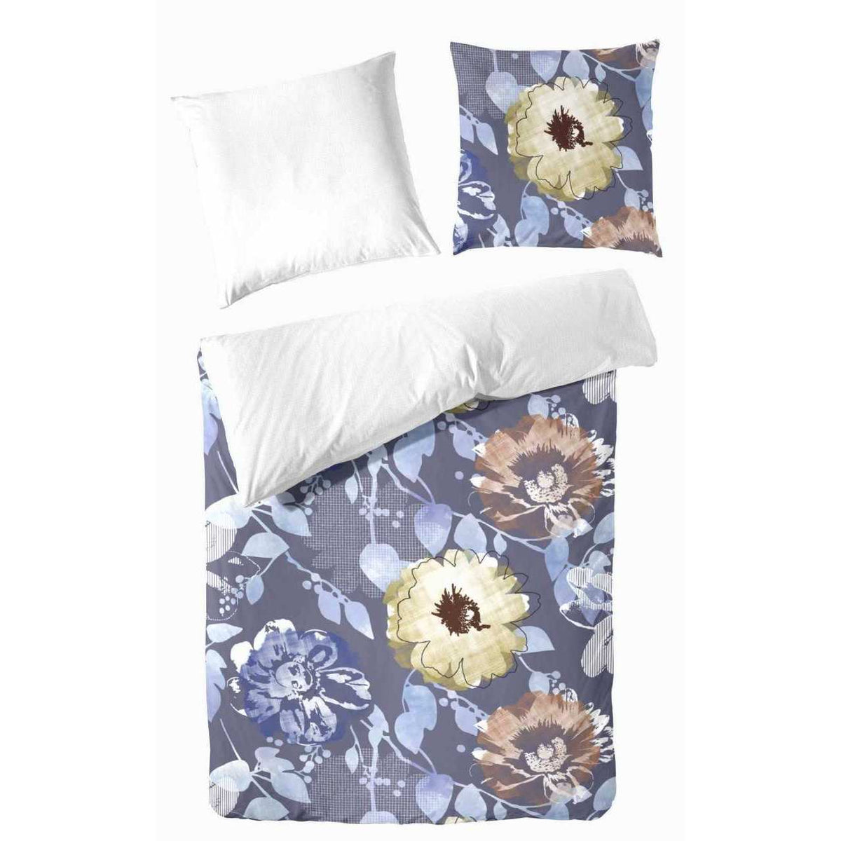 Satin Bettwäsche Blumen Blau #farbe_blau