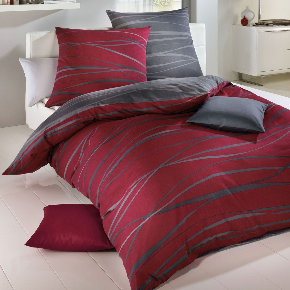 Kaeppel Mako Satin Wende Bettwäsche Wellen Motion