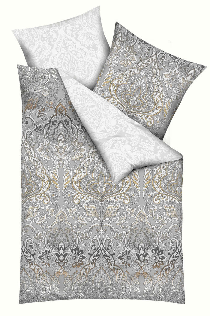 Kaeppel Mako Satin Wende Bettwäsche Esra Silber 155x220