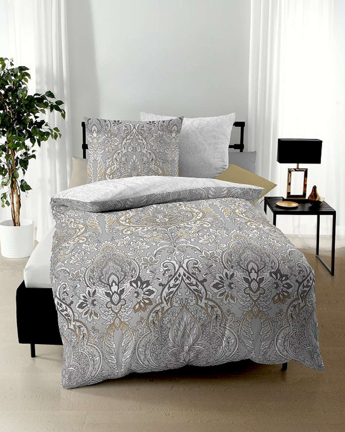Kaeppel Mako Satin Wende Bettwäsche Esra Silber 155x220