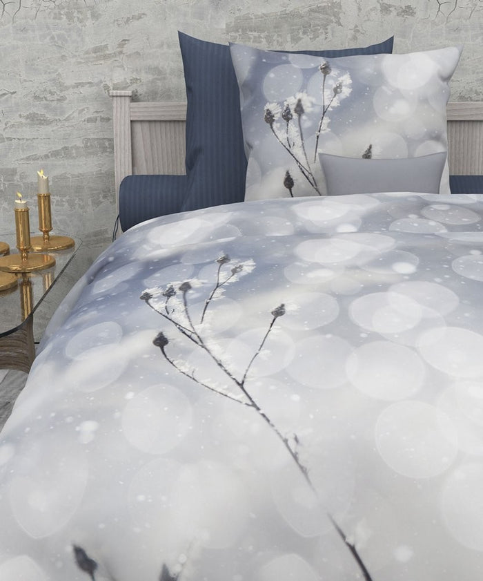 HnL Satin Wende Bettwäsche Schneelandschaft #farbe_blau