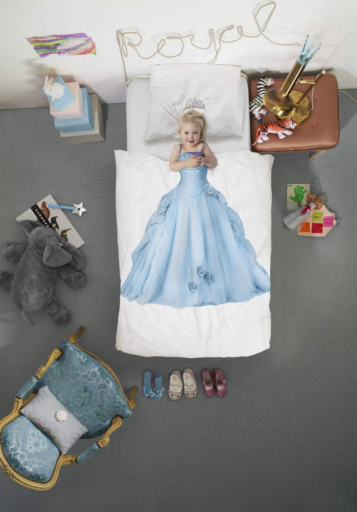 Snurk Kinder Baumwolle Bettwäsche Prinzessin #farbe_hellblau